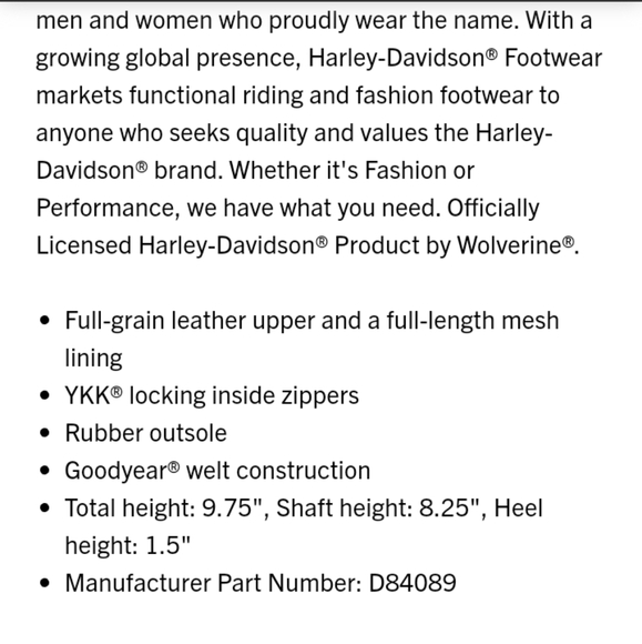 NWOT Harley-Davidson Motorcycle Boots - Picture 12 of 15